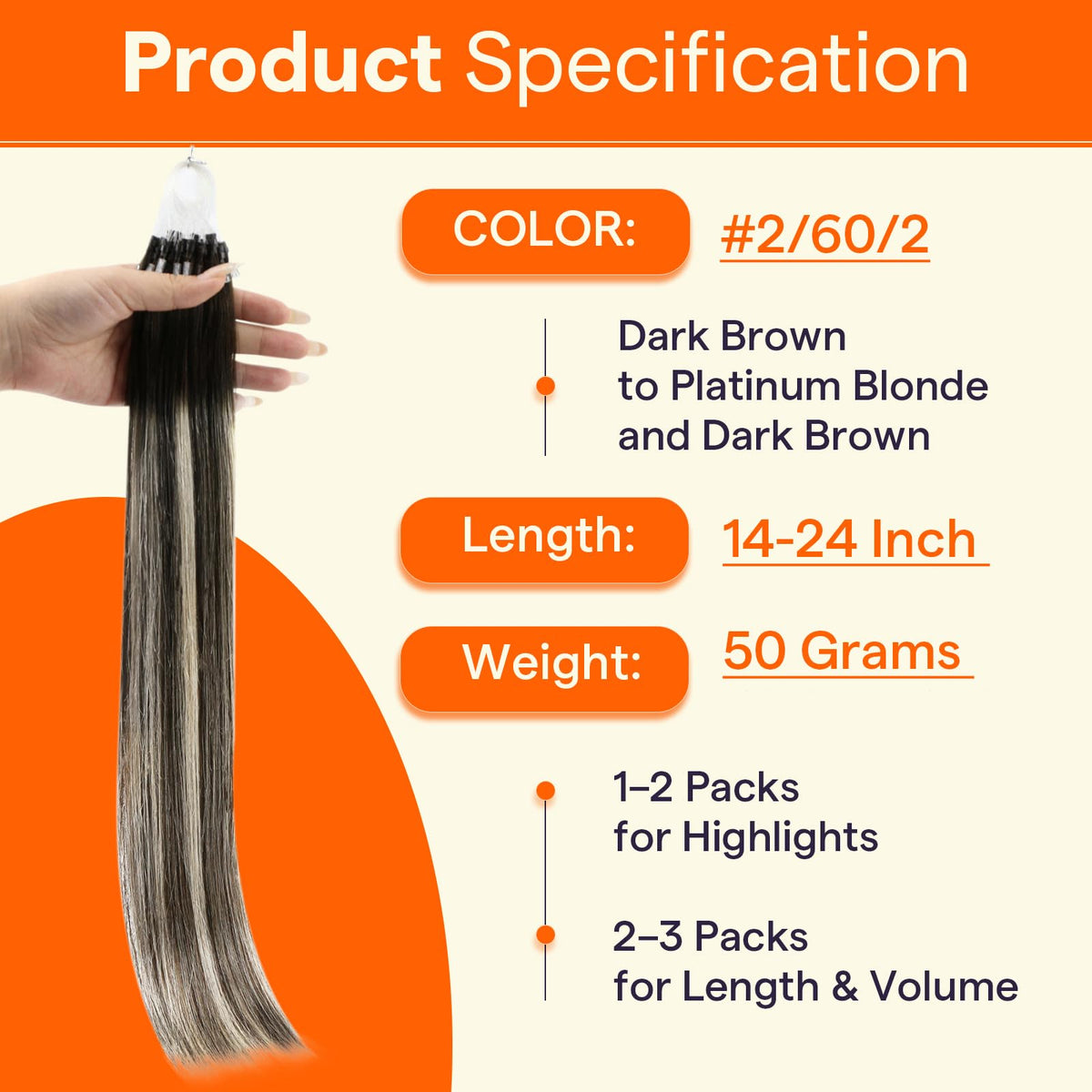 Full Shine Micro Bead Hair Extensions 22 Inch packaging