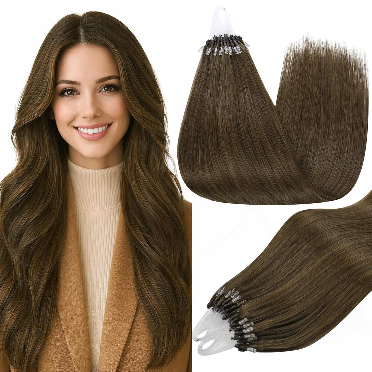 Full Shine Micro Link Hair Extensions 20 Inch front view