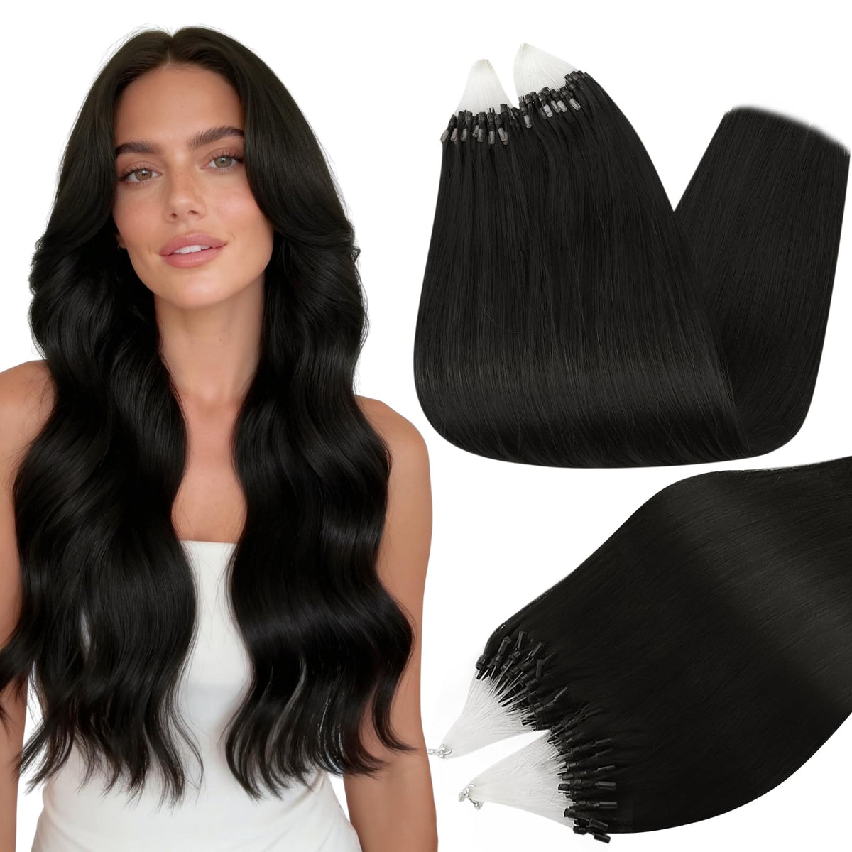 Full Shine Micro Loop Hair Extensions 20 Inch front view