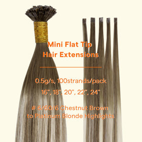 Full Shine Mini Flat Tip Balayage Hair Extensions showing colour variety