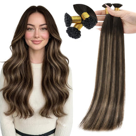 Full Shine Mini Flat Tip Dark Brown Hair Extensions 24 inches front view
