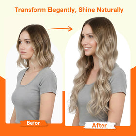 Full Shine Mini Flat Tip Hair Extensions showing different lengths and shades