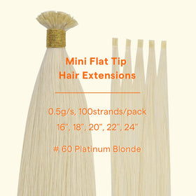 Full Shine Mini Flat Tip Platinum Blonde Hair Extensions packaging