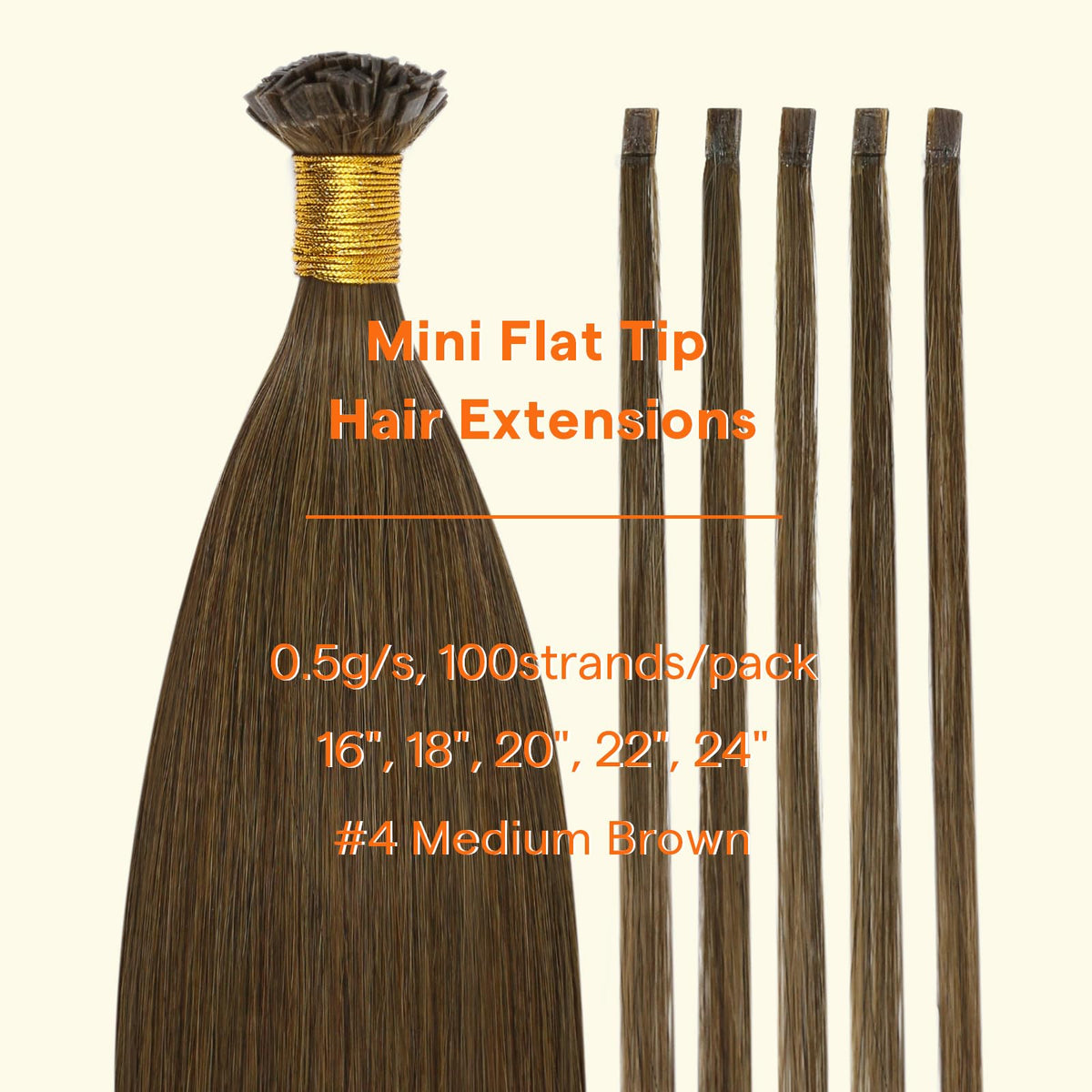 Full Shine Mini Flat Tip Remy Hair Extensions Medium Brown packaging