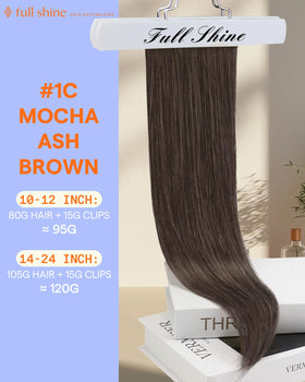 Full Shine Mocha Brown Clip in Hair Extensions back view