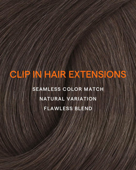 Full Shine Mocha Brown Clip in Hair Extensions in natural light