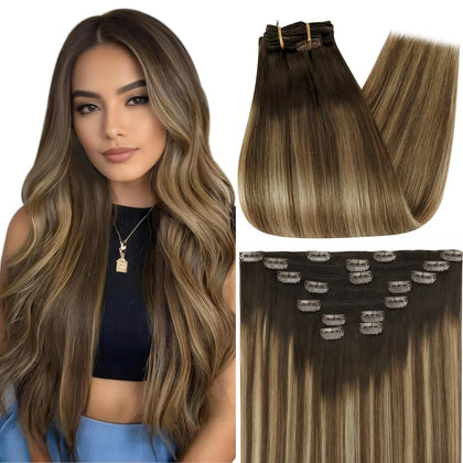 Full Shine Ombre Hair Extensions Clip Ins front view