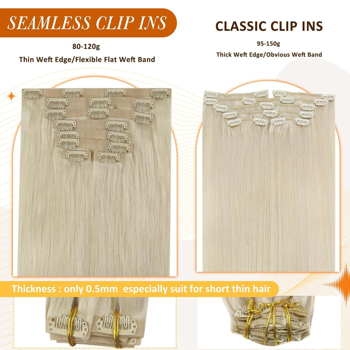 Full Shine Platinum Blonde Clip in Hair Extensions on a model