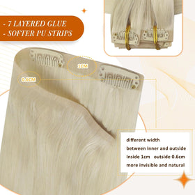 Full Shine Platinum Blonde Clip in Hair Extensions showing clips
