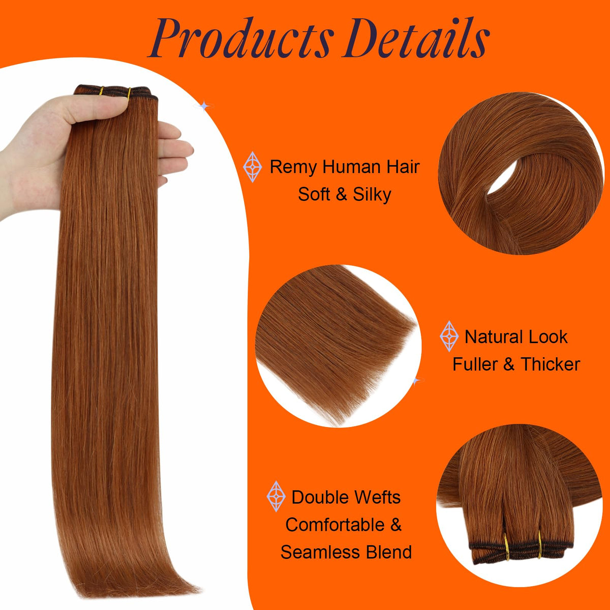 Full Shine Sew In Weft Hair Extensions 18 Inch close-up of hair texture