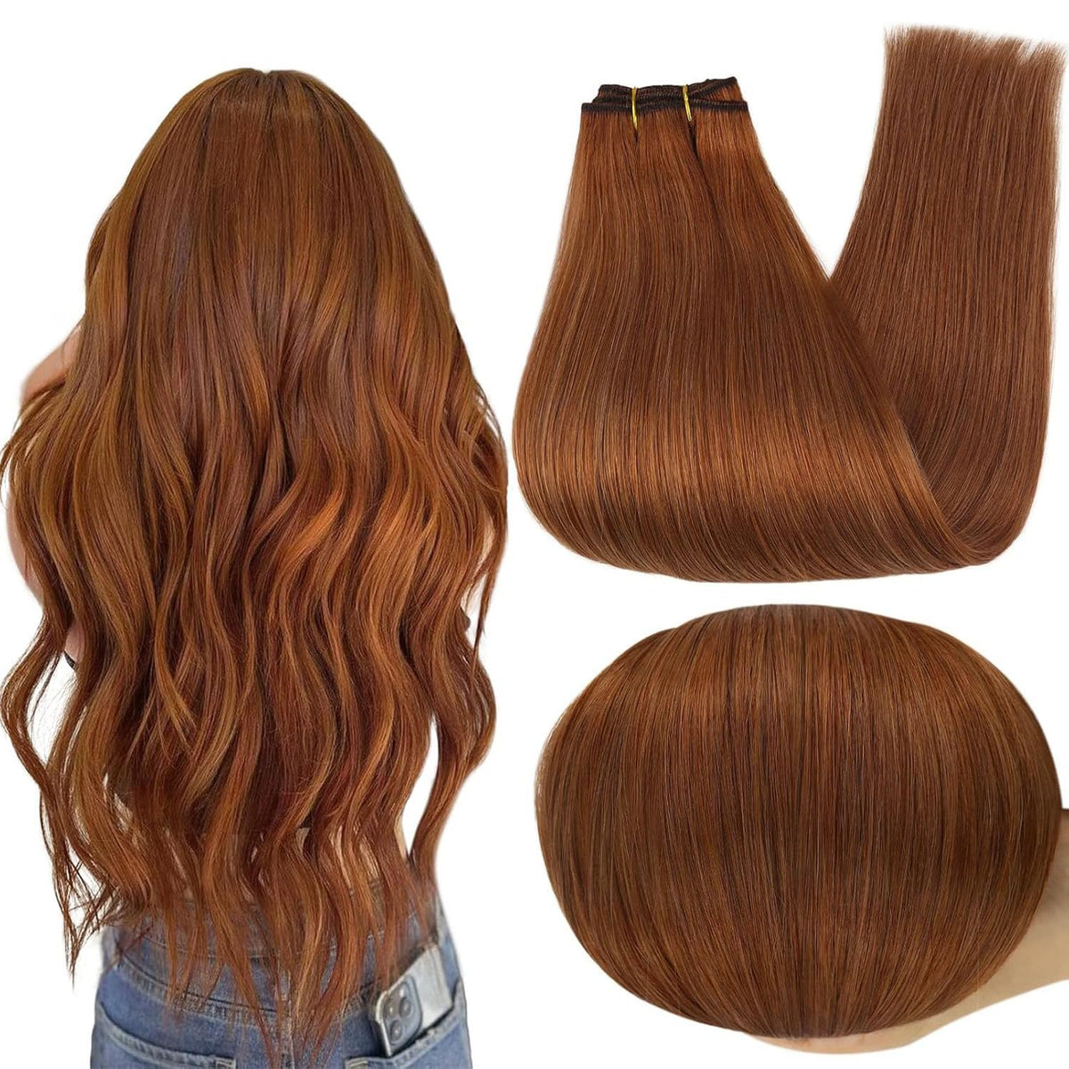 Full Shine Sew In Weft Hair Extensions 18 Inch front view