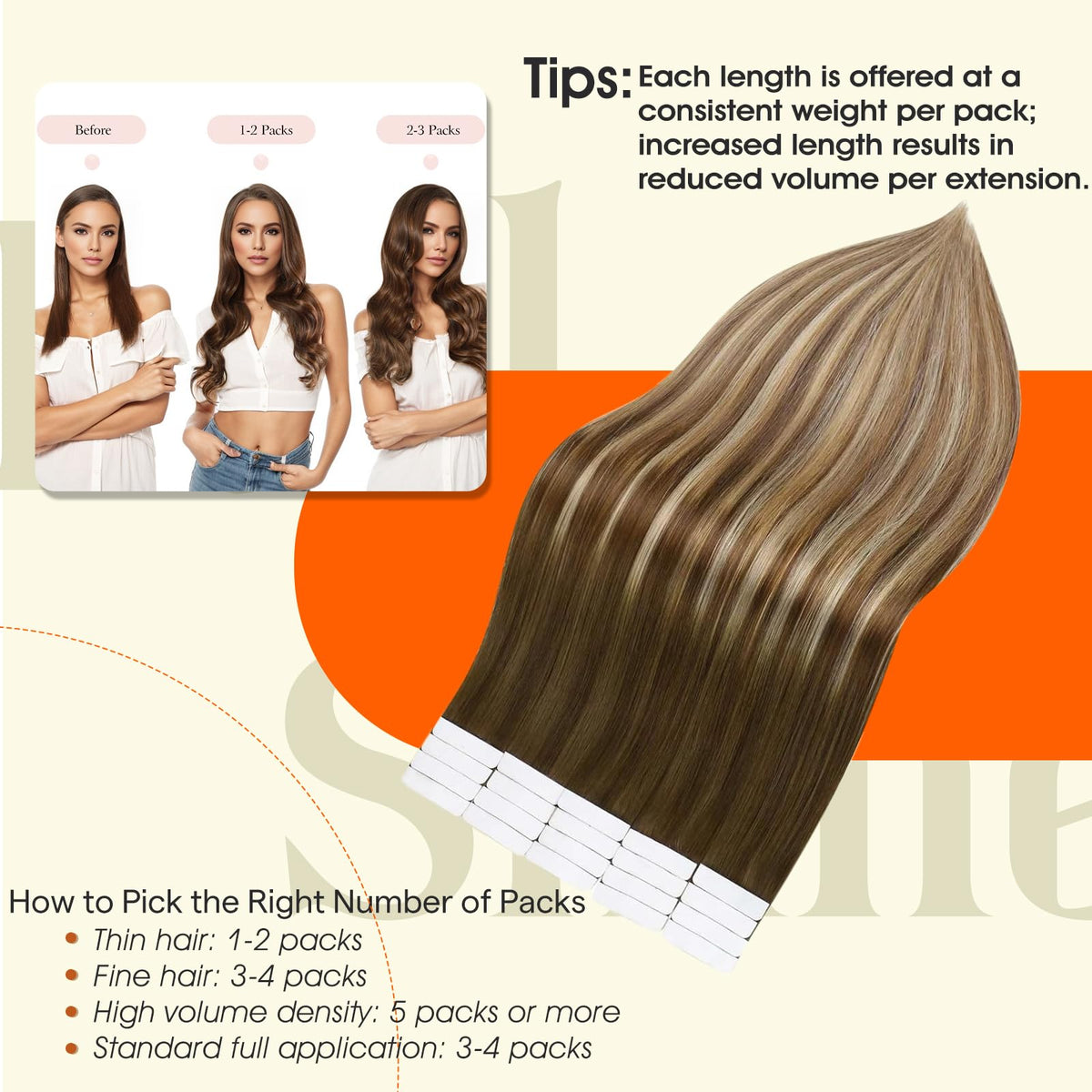 Full Shine Tape In Extensions 16 Inch Brown Blonde close-up of tape