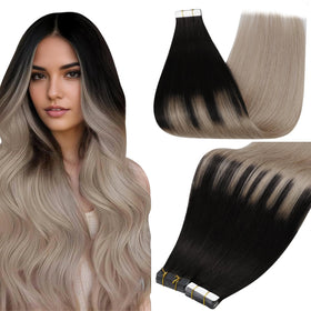 Full Shine Tape In Extensions 1B/18 Ash Blonde front view