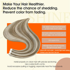 Full Shine Tape In Extensions 20 Inch Ash Blonde in packaging