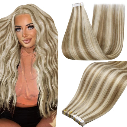 Full Shine Tape In Extensions 24 Inch Highlight Blonde front view