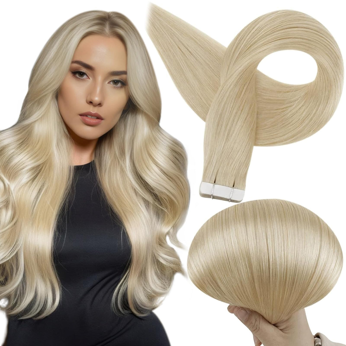 Full Shine Tape In Extensions 613 Blonde 24 Inch front view