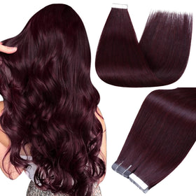 Full Shine Tape In Extensions Burgundy 18 Inch front view