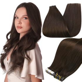 Full Shine Tape In Extensions Dark Brown 24 Inch front view