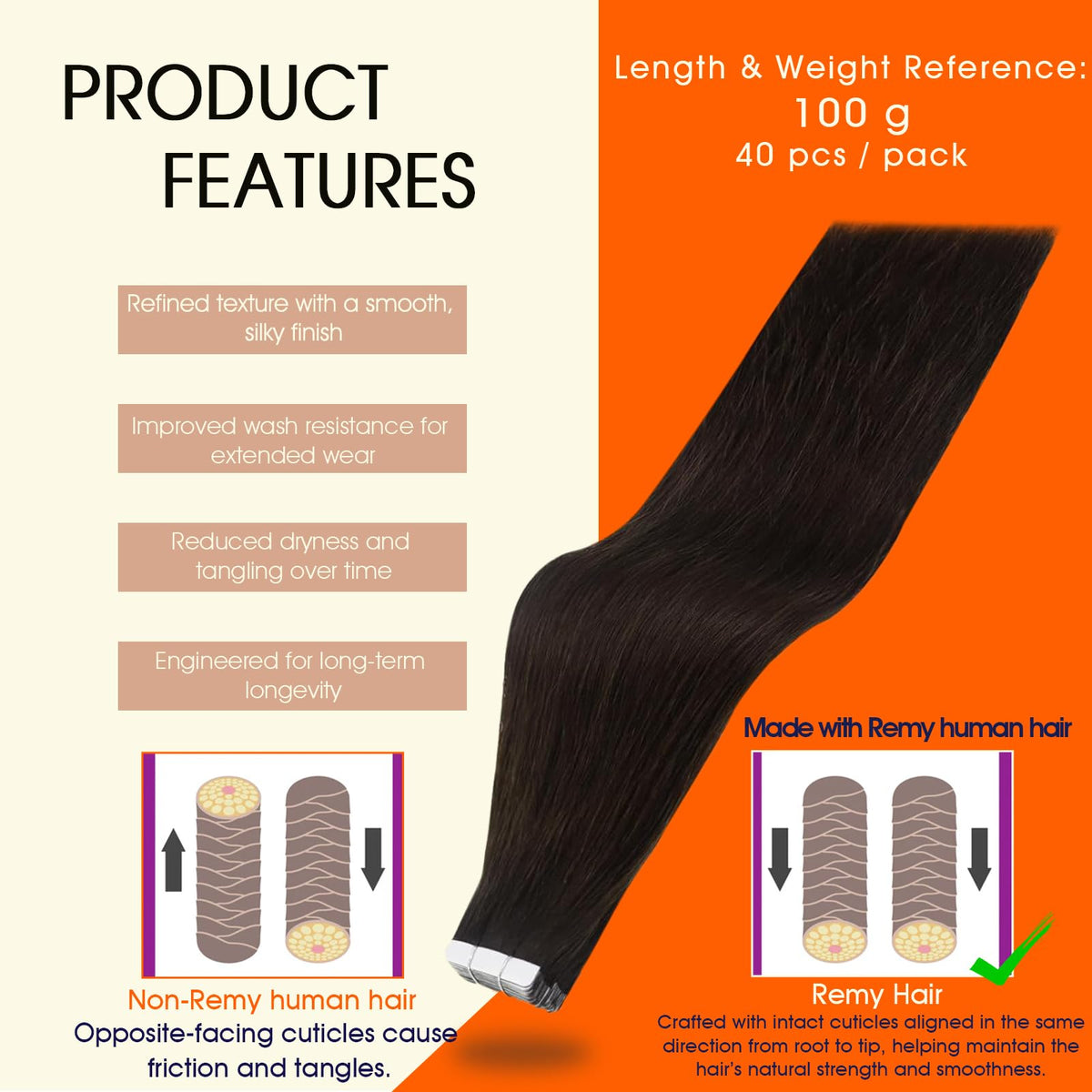 Full Shine Tape In Extensions Dark Brown packaging