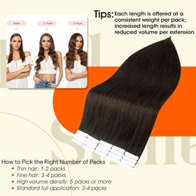 Full Shine Tape In Extensions Dark Brown styled in hair