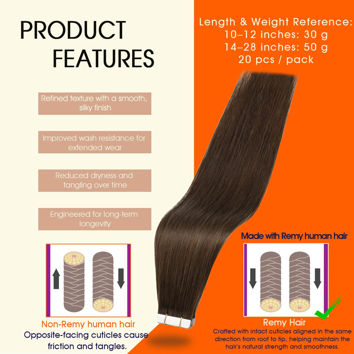 Full Shine Tape In Extensions Dark Chestnut packaging