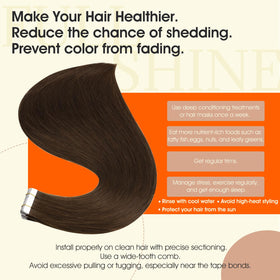 Full Shine Tape In Extensions Dark Chestnut side view