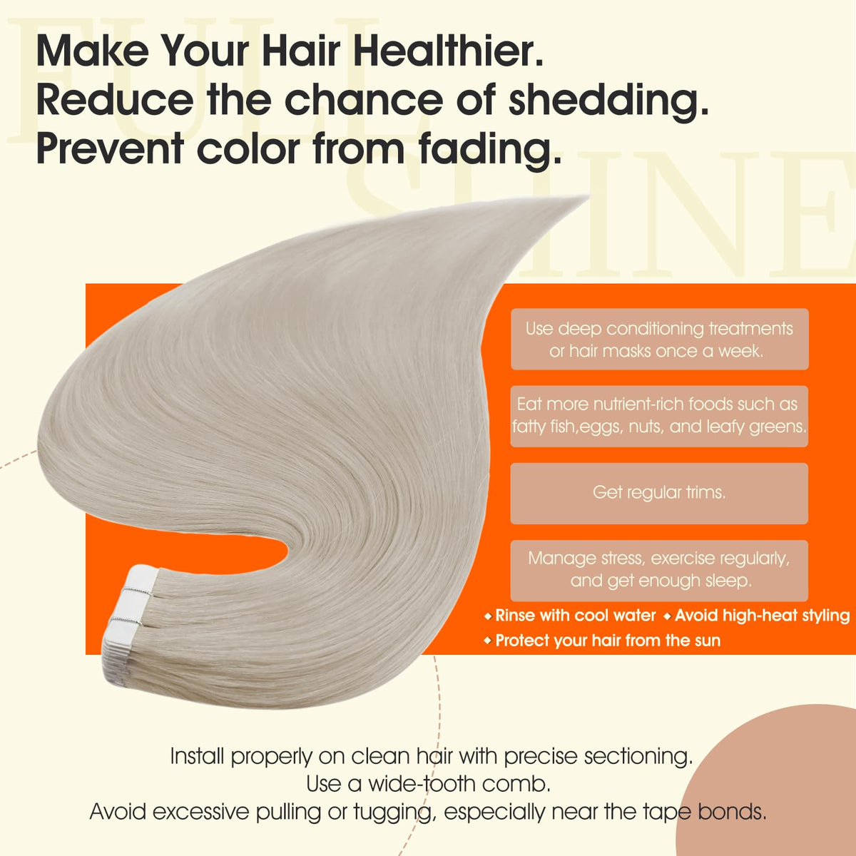 Full Shine Tape In Extensions displayed on a model