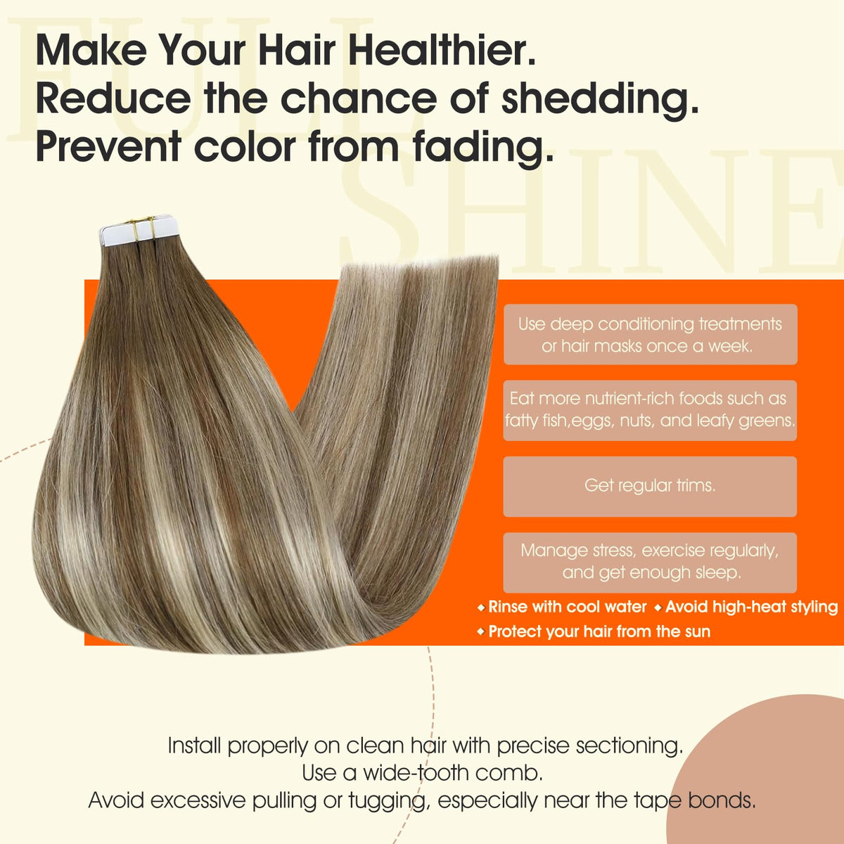 Full Shine Tape In Extensions displayed on a model