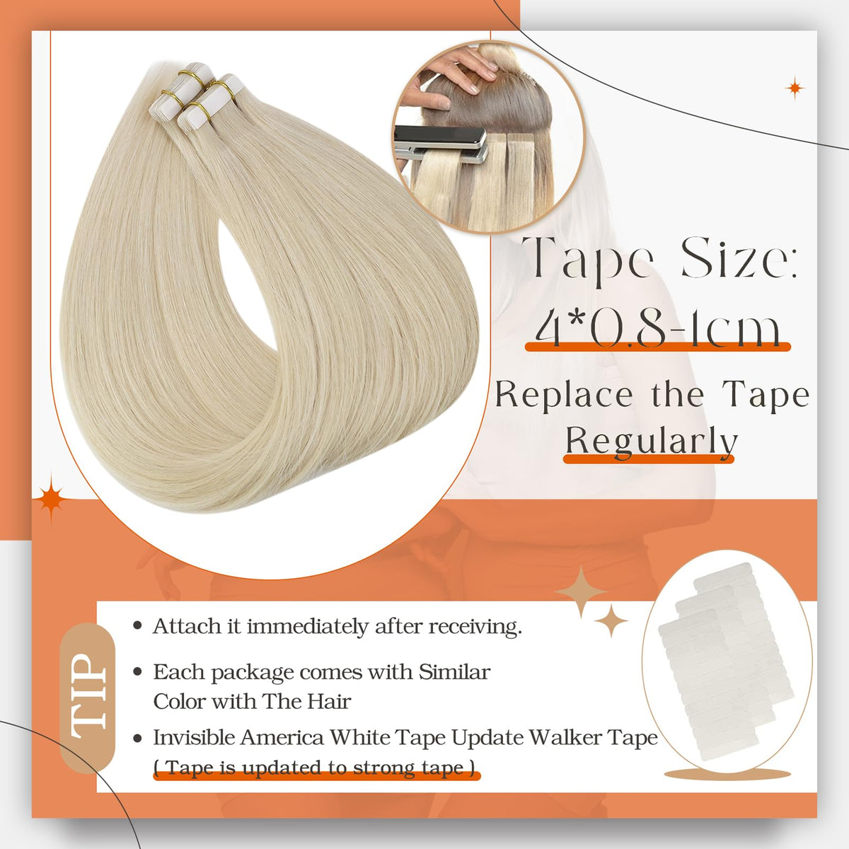 Full Shine Tape In Extensions displayed on a model