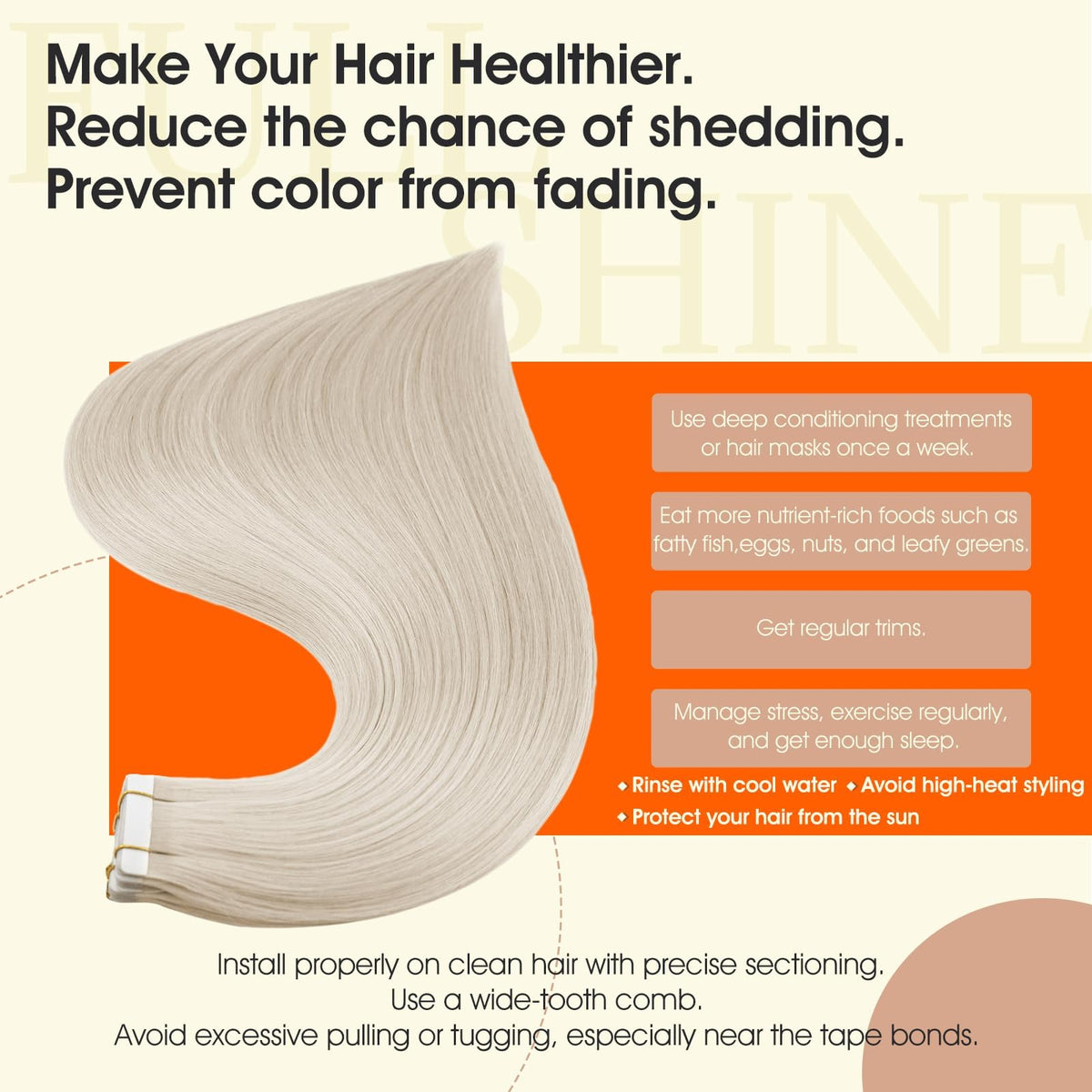 Full Shine Tape In Extensions displayed on a model's hair