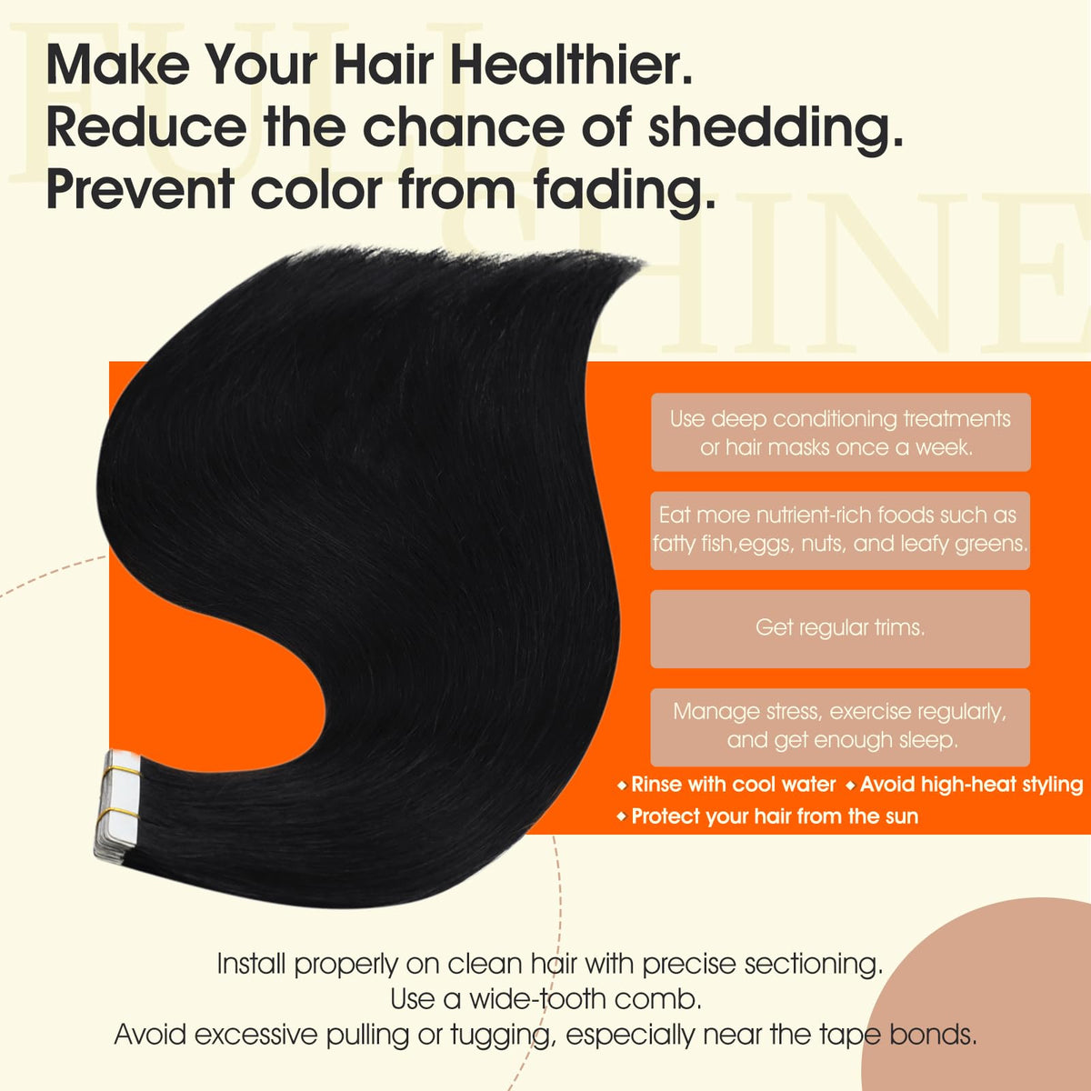 Full Shine Tape In Extensions displayed with packaging