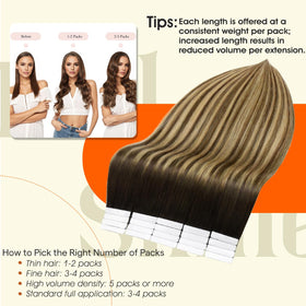 Full Shine Tape In Extensions displayed with packaging