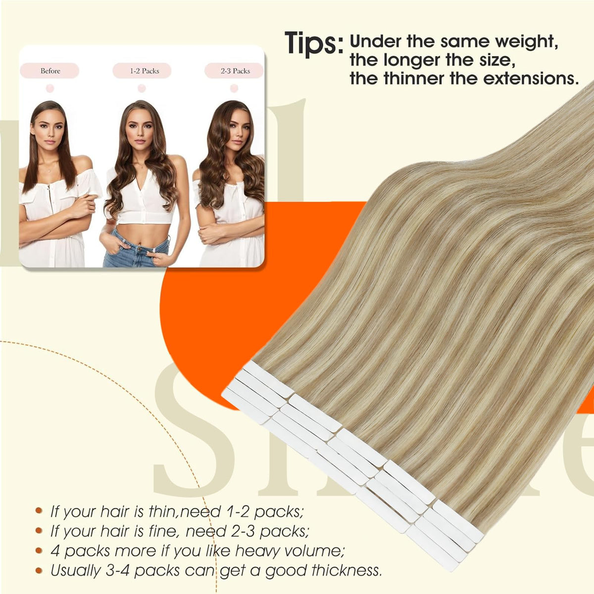Full Shine Tape In Extensions Highlight Blonde close-up of tape