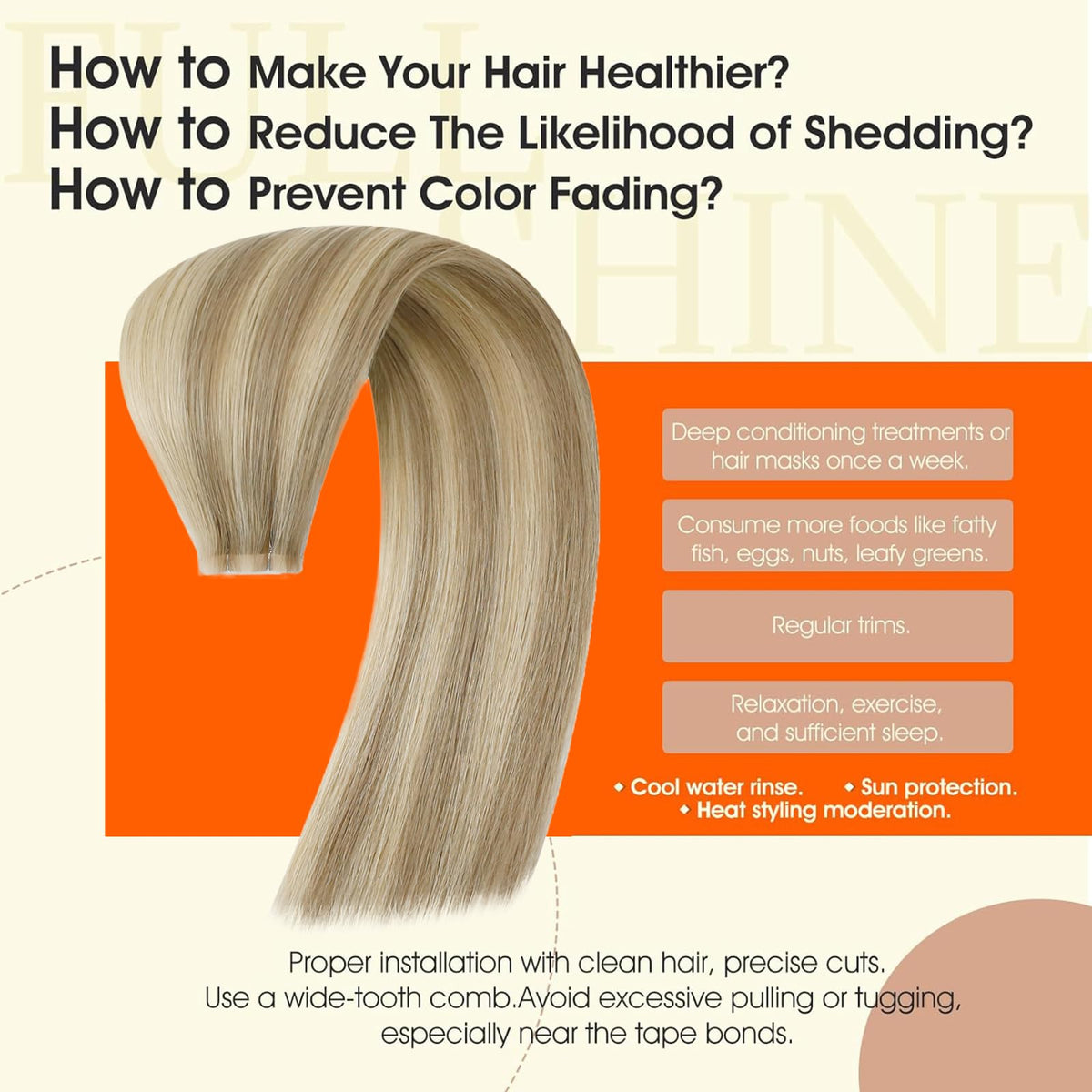 Full Shine Tape In Extensions Highlight Blonde lifestyle application