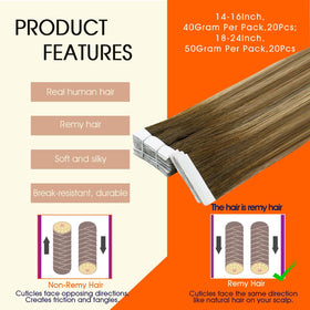 Full Shine Tape In Extensions Honey Brown 18 Inch lifestyle application