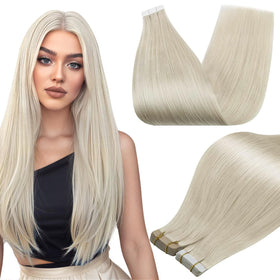 Full Shine Tape In Extensions Ice Blonde 18 Inch front view