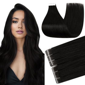 Full Shine Tape In Extensions Off Black 16 Inch front view