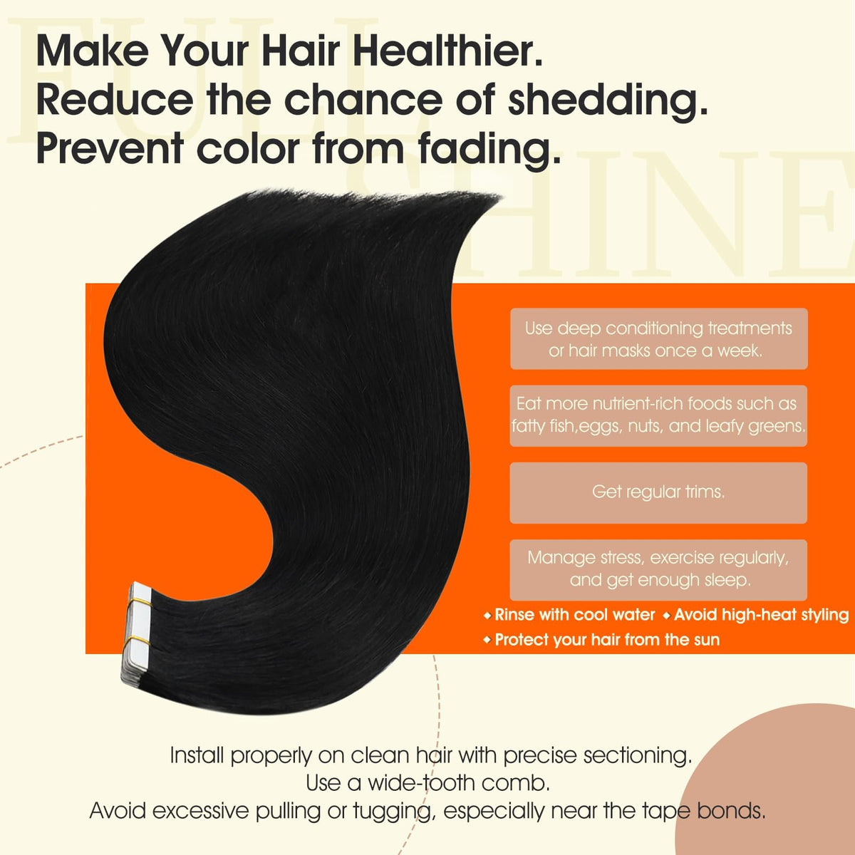 Full Shine Tape In Extensions Off Black packaging