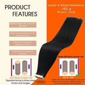Full Shine Tape In Extensions packaging and contents