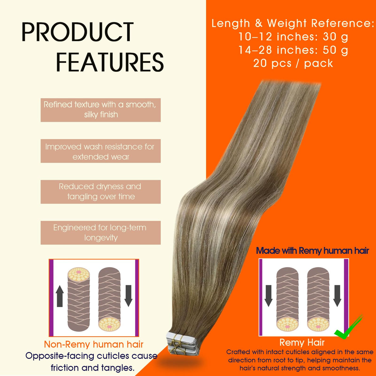 Full Shine Tape In Extensions packaging showing details