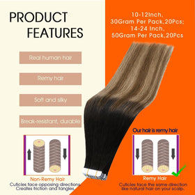 Full Shine Tape In Extensions packaging showing product details
