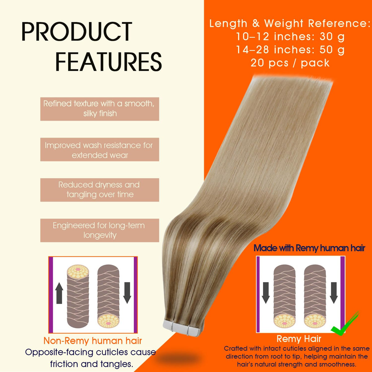 Full Shine Tape In Extensions packaging side view