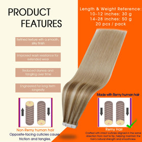 Full Shine Tape In Extensions packaging side view
