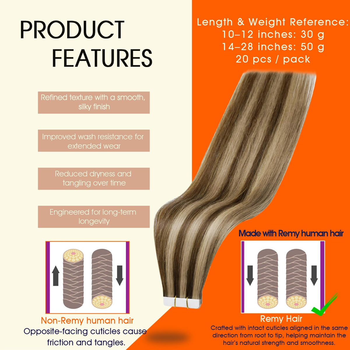Full Shine Tape In Extensions packaging with details