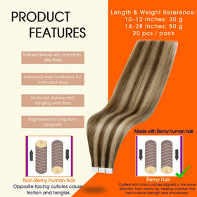 Full Shine Tape In Extensions packaging with details