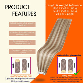 Full Shine Tape In Extensions packaging with hair extensions visible