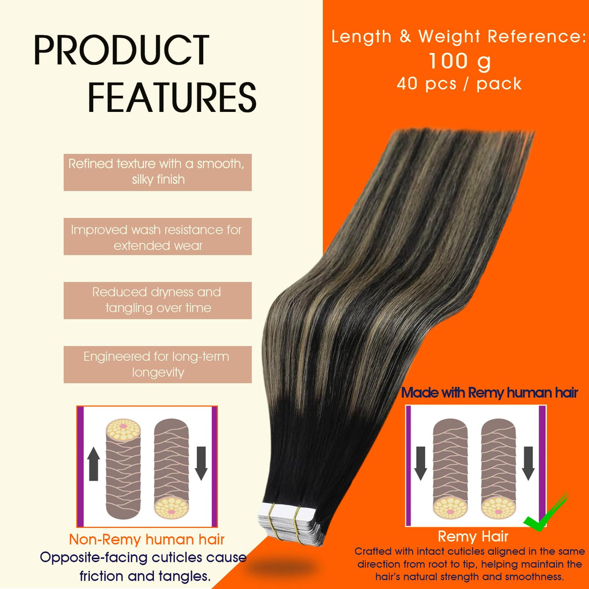 Full Shine Tape In Extensions packaging with product details