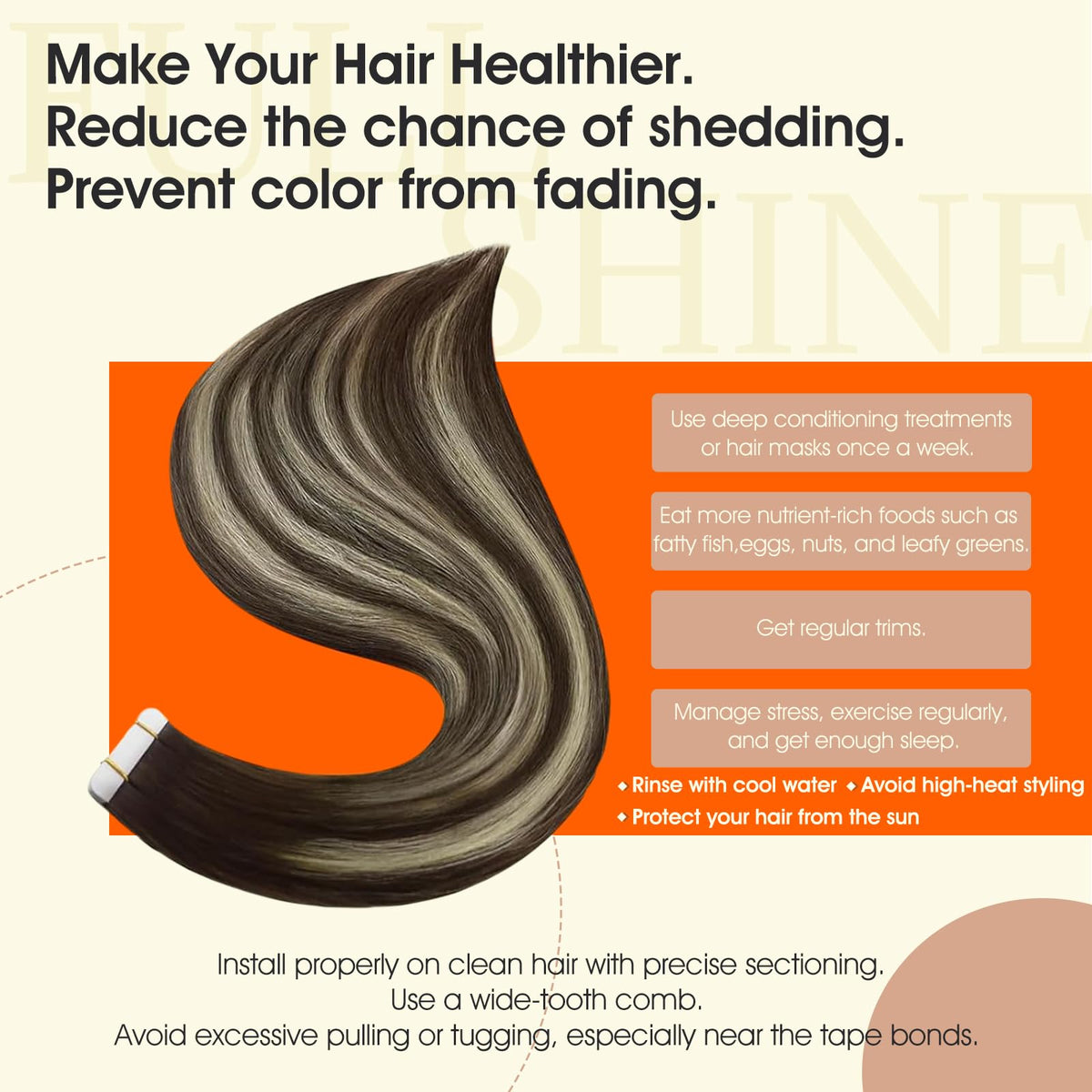 Full Shine Tape In Extensions packaging with product details