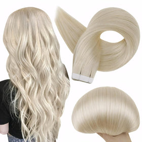 Full Shine Tape In Extensions Platinum Blonde 24 Inch front view