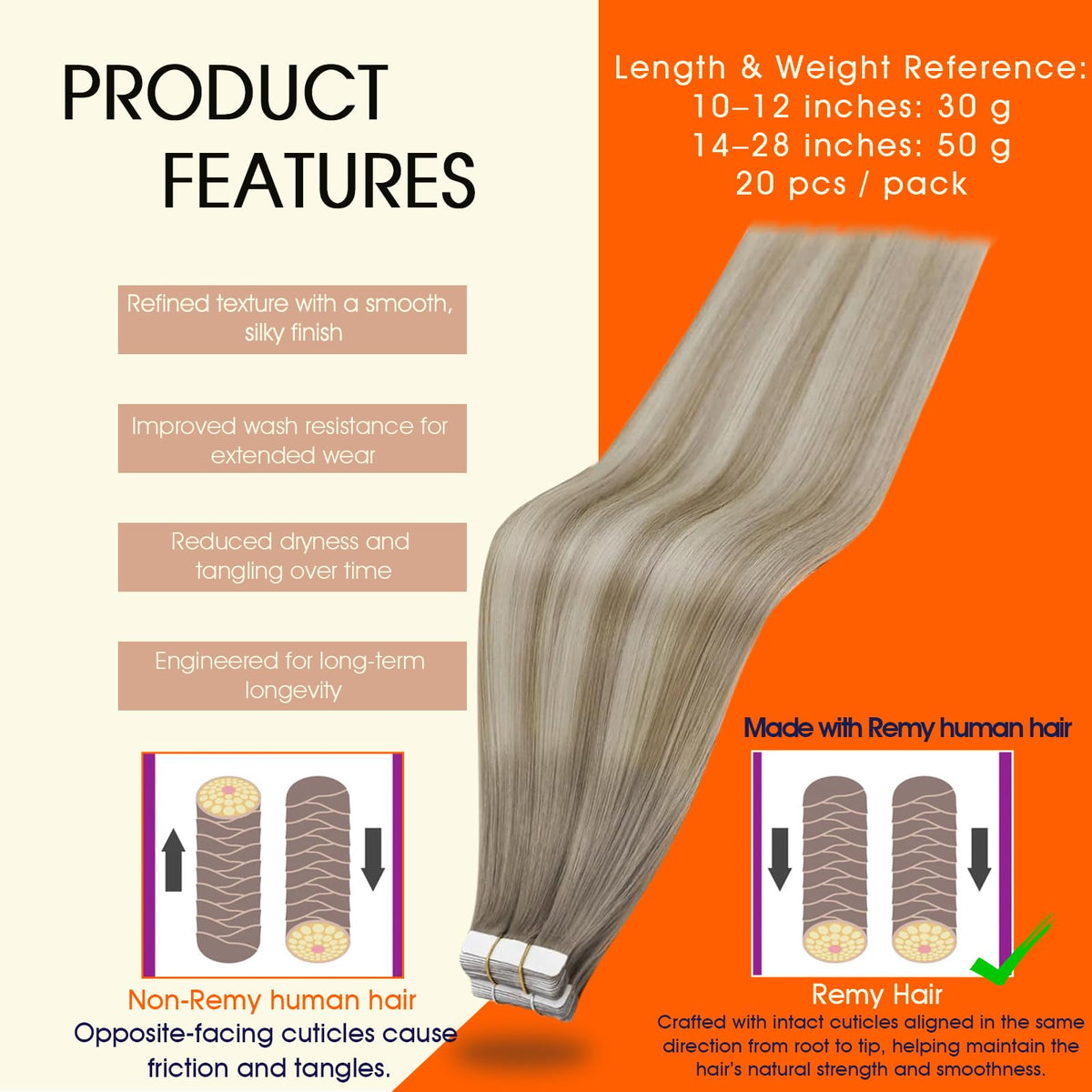 Full Shine Tape in Hair Extensions 16 Inch packaging